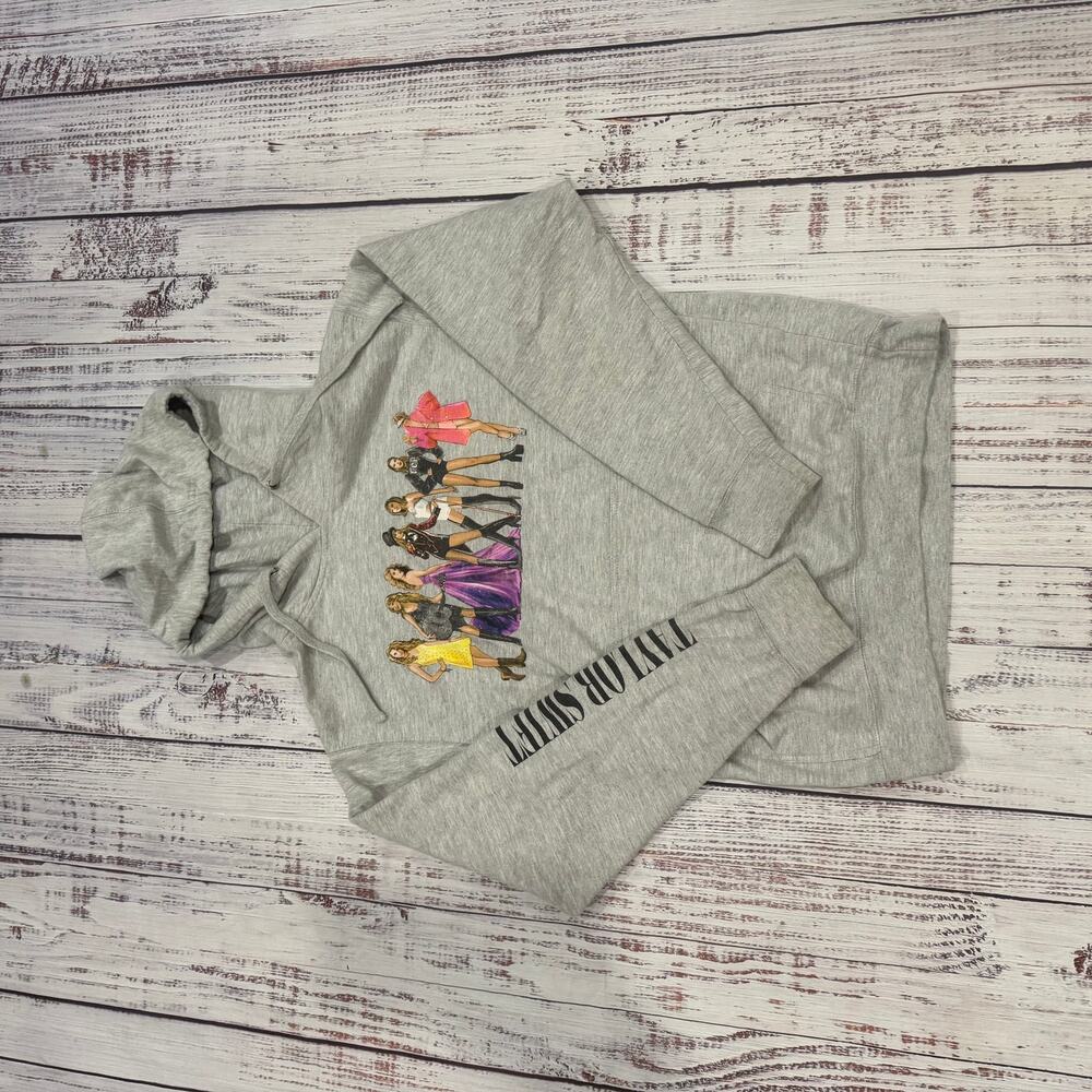 Taylor Swift Eras Tour Hoodie Womens S Gray Graphic Pullover Concert Merch